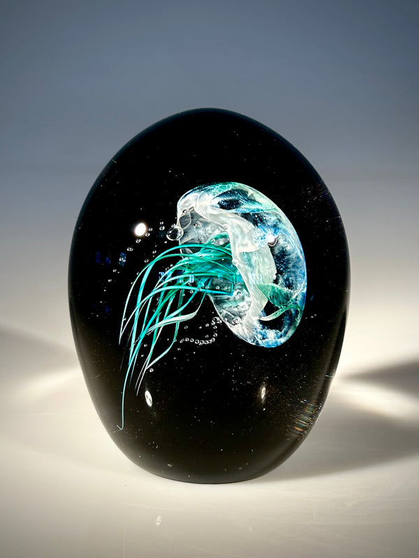 Blue/Green Sideways Jellyfish - Hot Island Glass (Maui, Hawaii)