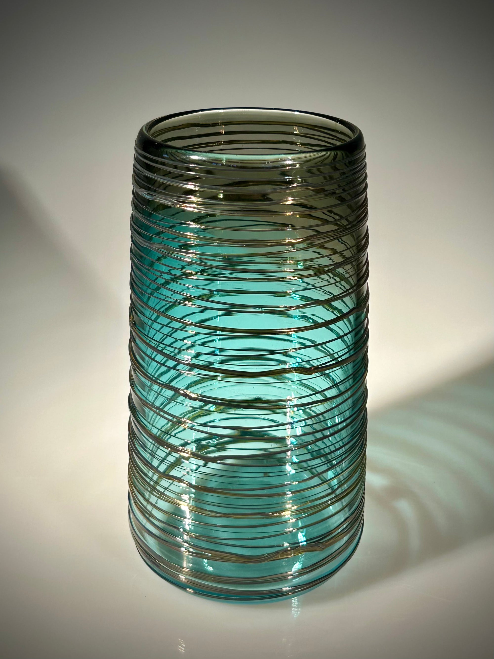 Grey/Blue Threaded Cylinder Vase