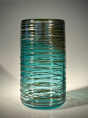 Grey/Blue Threaded Cylinder Vase