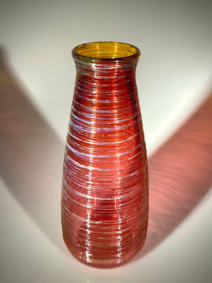 Ruby/Amber Threaded Vase