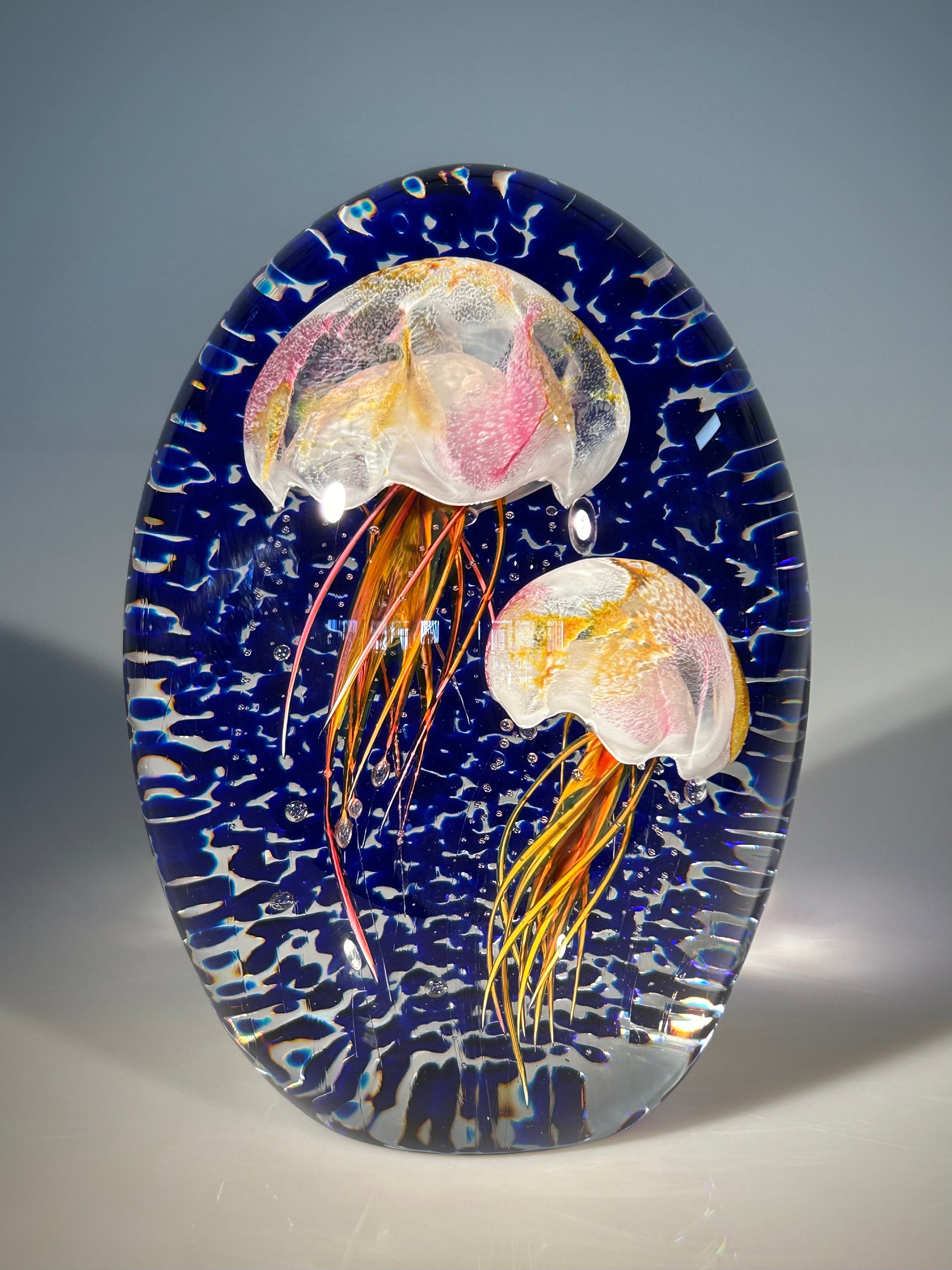 Amber/Ruby Double Jellyfish with Cobalt Ripple